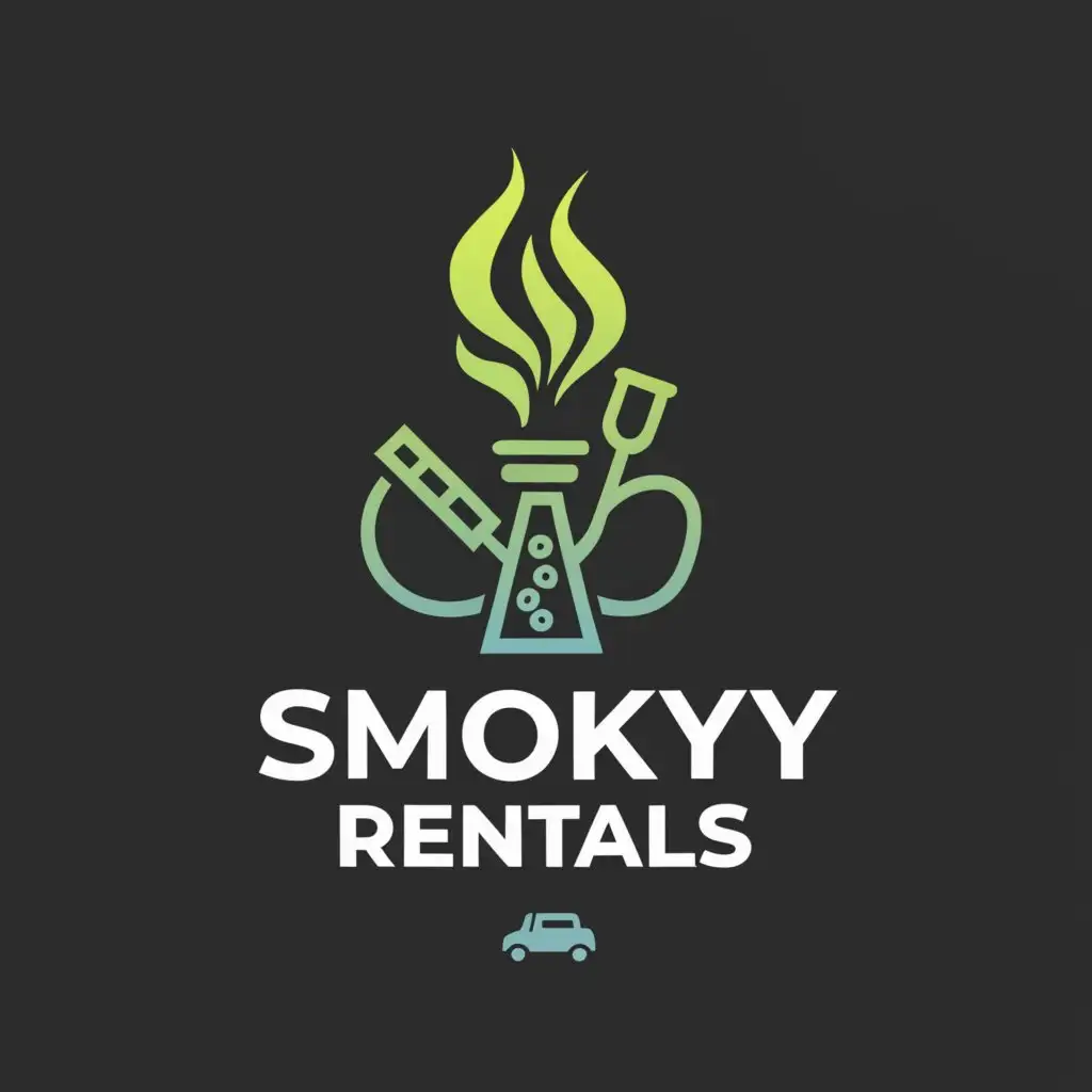 a logo design,with the text 'Smoky Rentals', main symbol:hookah, smoke, delivery, car, chill,Moderate,clear background
