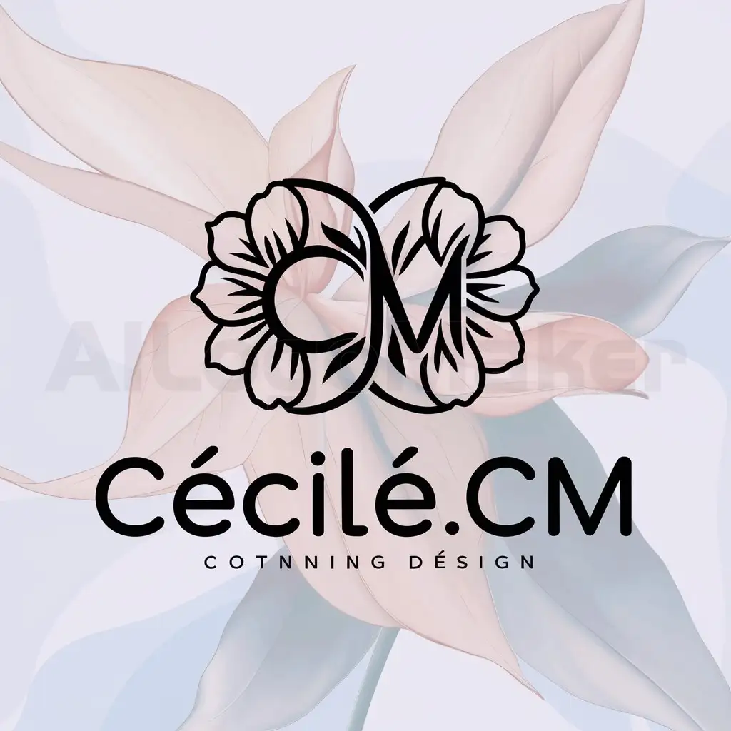a logo design,with the text "cécileCM", main symbol: Flowers «ccm»

(There are no changes made to the input as it is in English.),complex,clear background