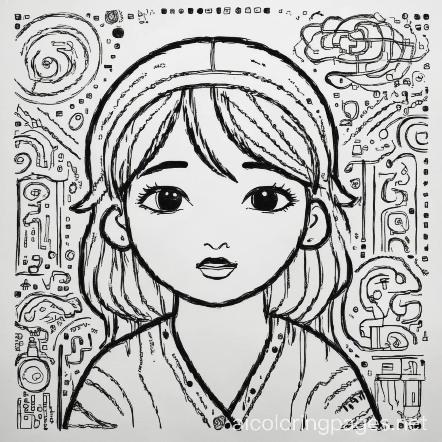 Simple-Black-and-White-Coloring-Page-Human-Culture-Illustration