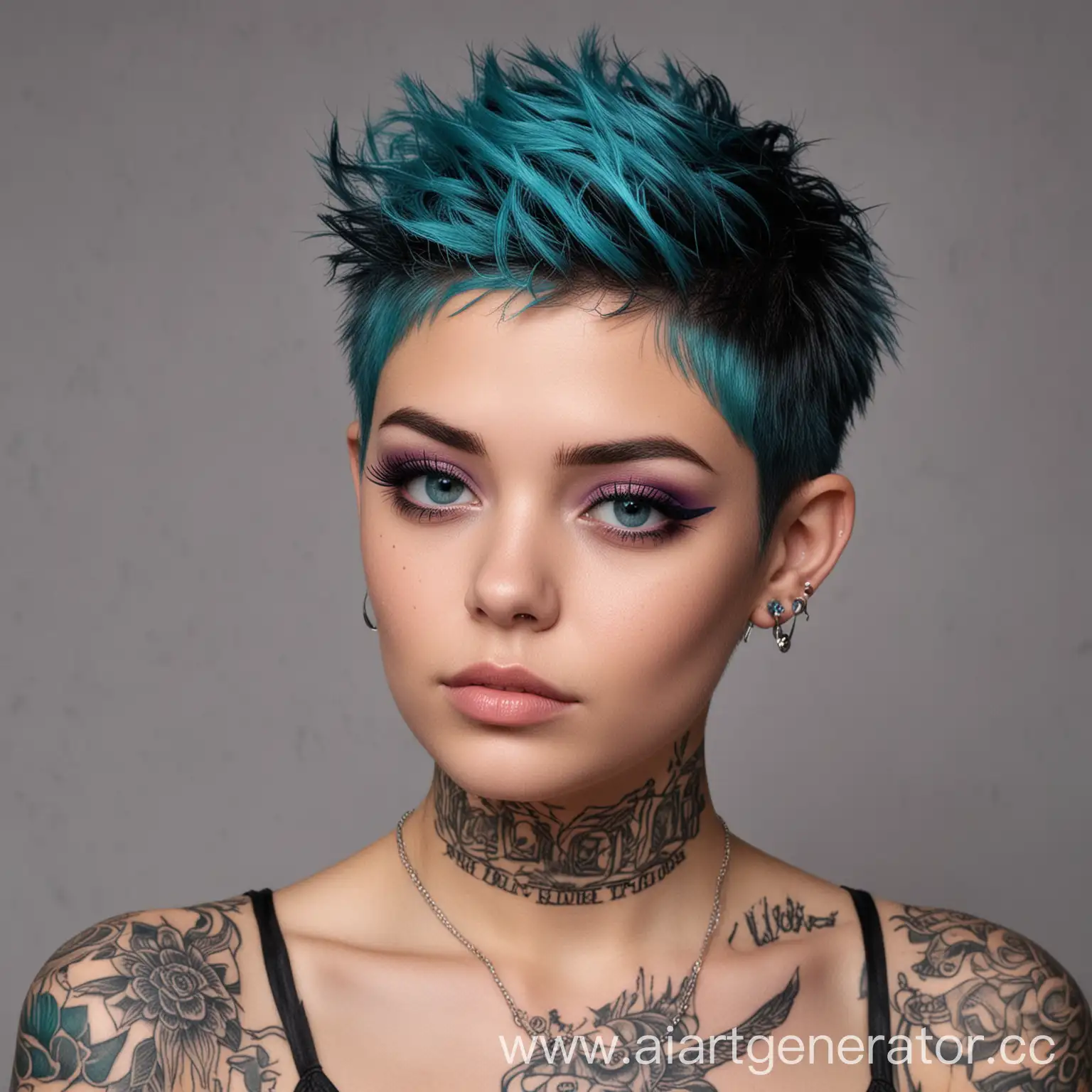 Young-Woman-with-DarkTurquoise-Boy-Cut-and-Intricate-Tattoos