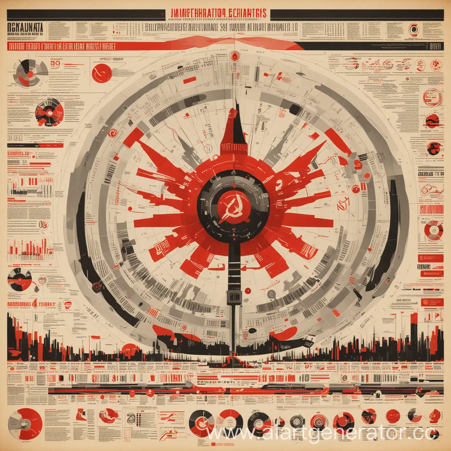 infographics in the style of the Soviet avant-garde