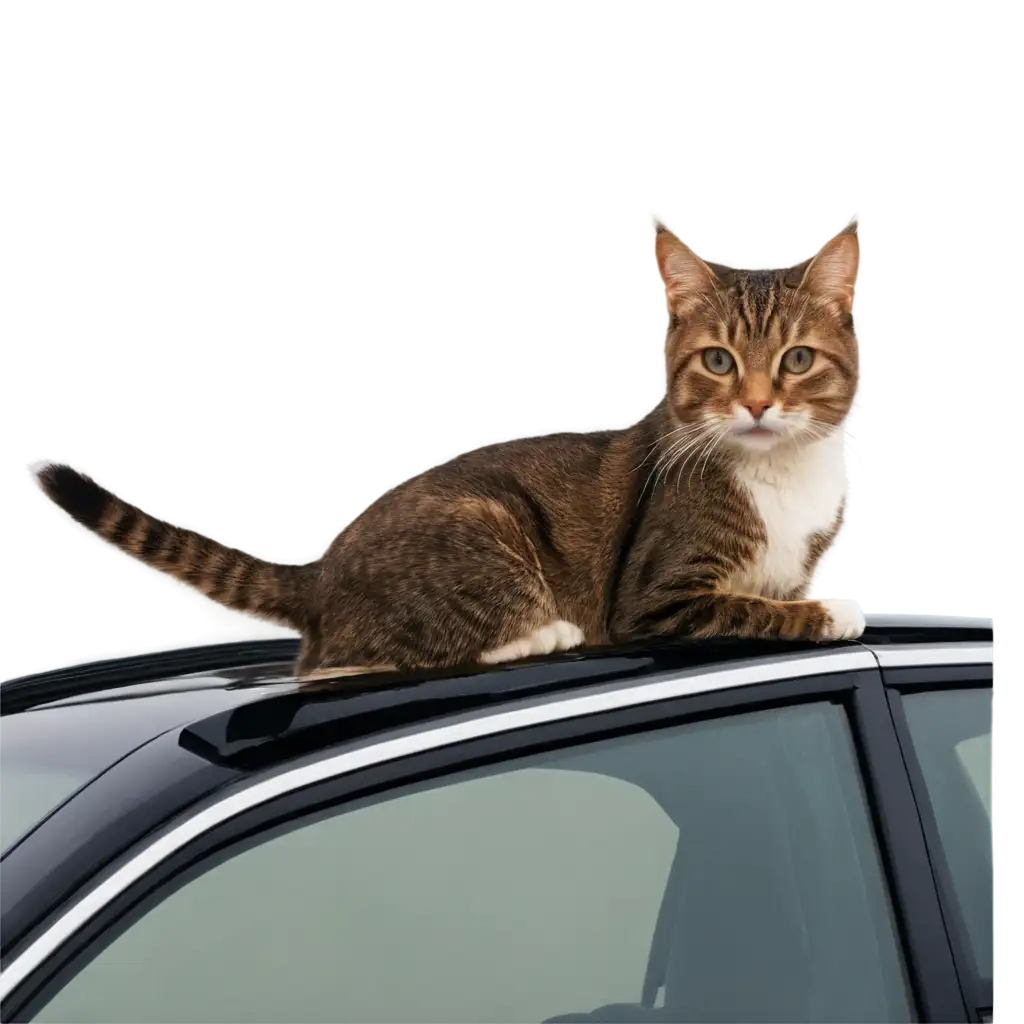 Vibrant-Cat-on-Car-A-HighQuality-PNG-Image