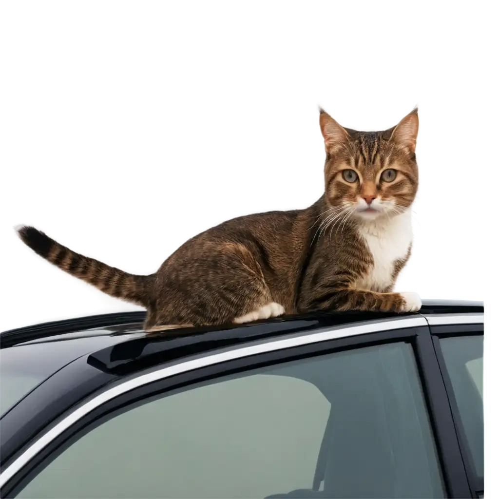 Cat on car