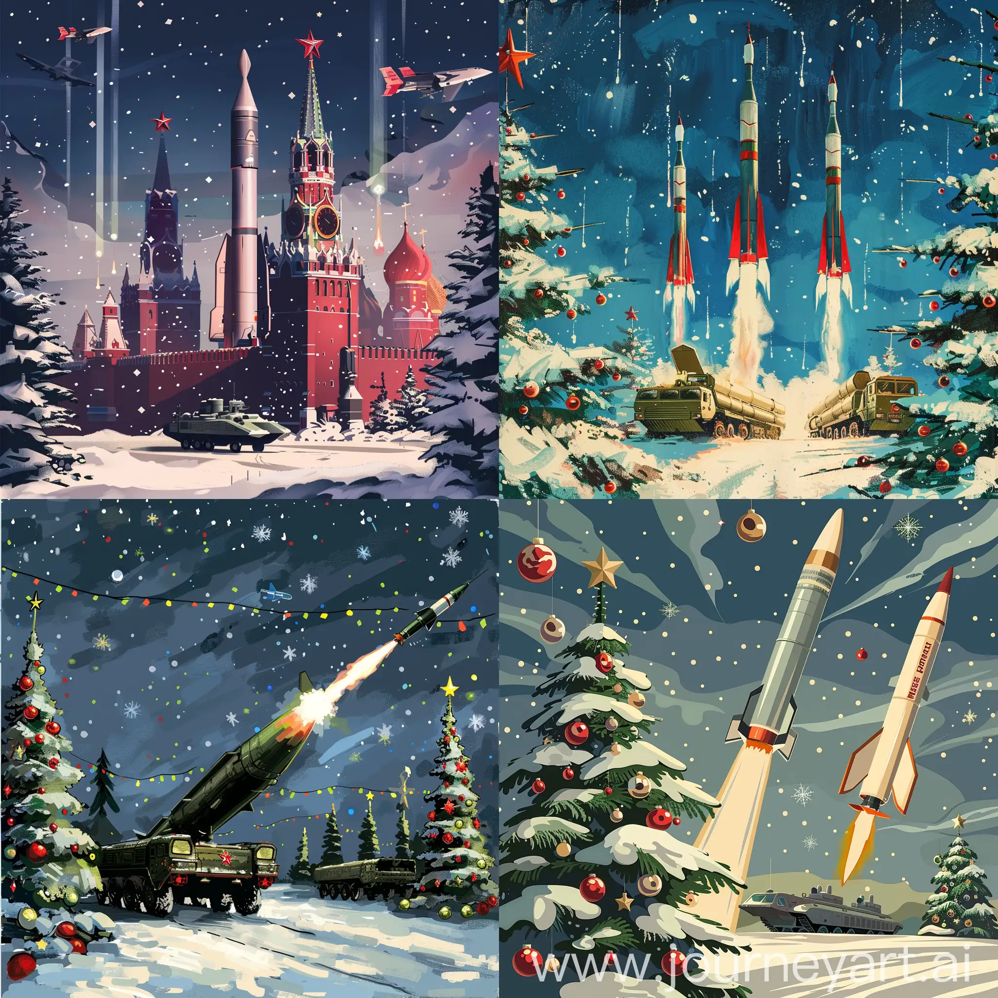 christmas postcard design for the Day of the Strategic Missile Forces of the Russian Federation