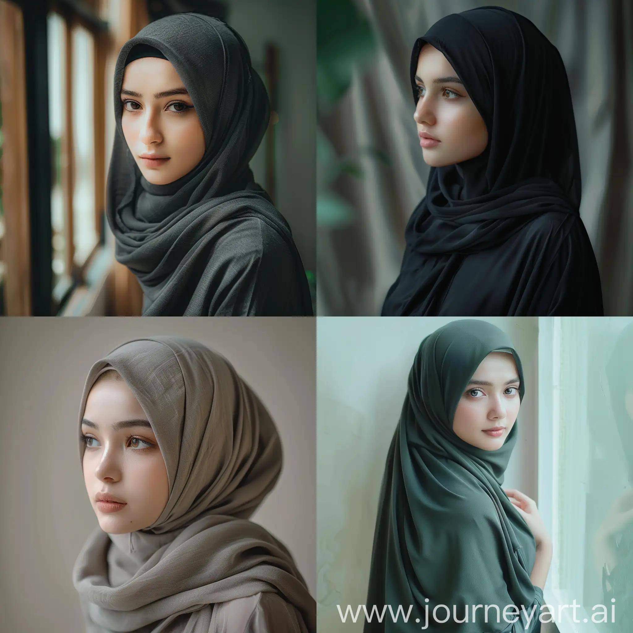 Realistic photography, best FULL HD quality, 18 year old hijab girl, Indonesian face, ideal skinny, full body photo