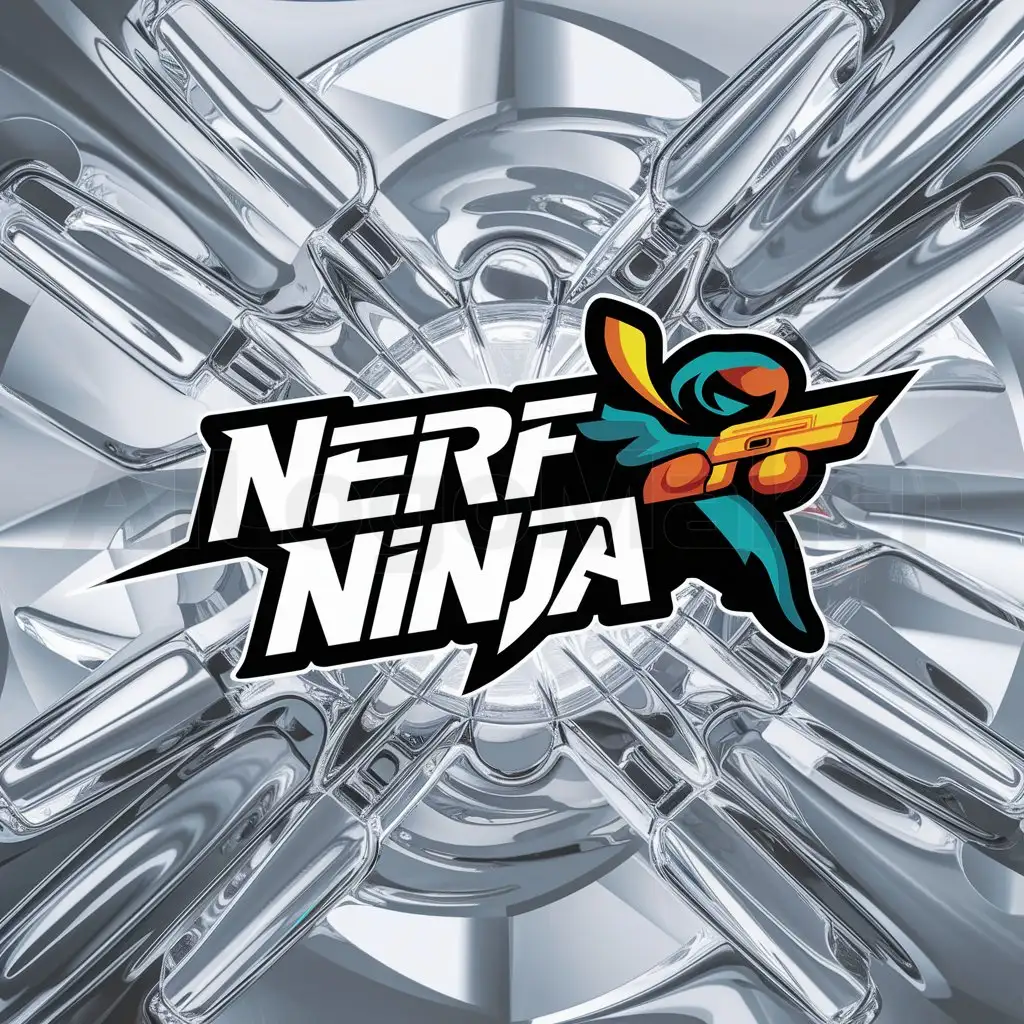 LOGO-Design-for-Nerf-Ninja-Bold-Text-with-Nerf-Gun-Icon-on-Clear-Background