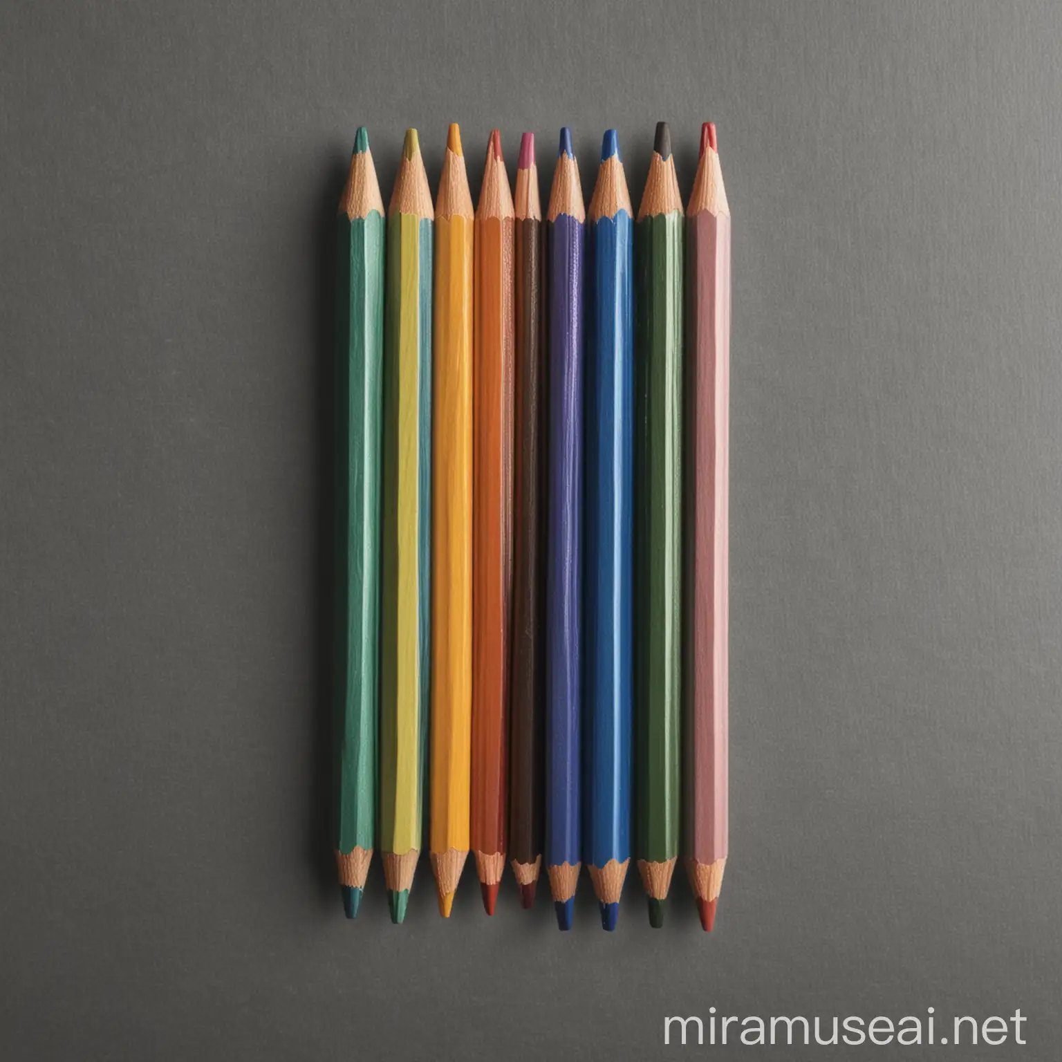Six Colorful Pencils Arranged Vertically on White Background