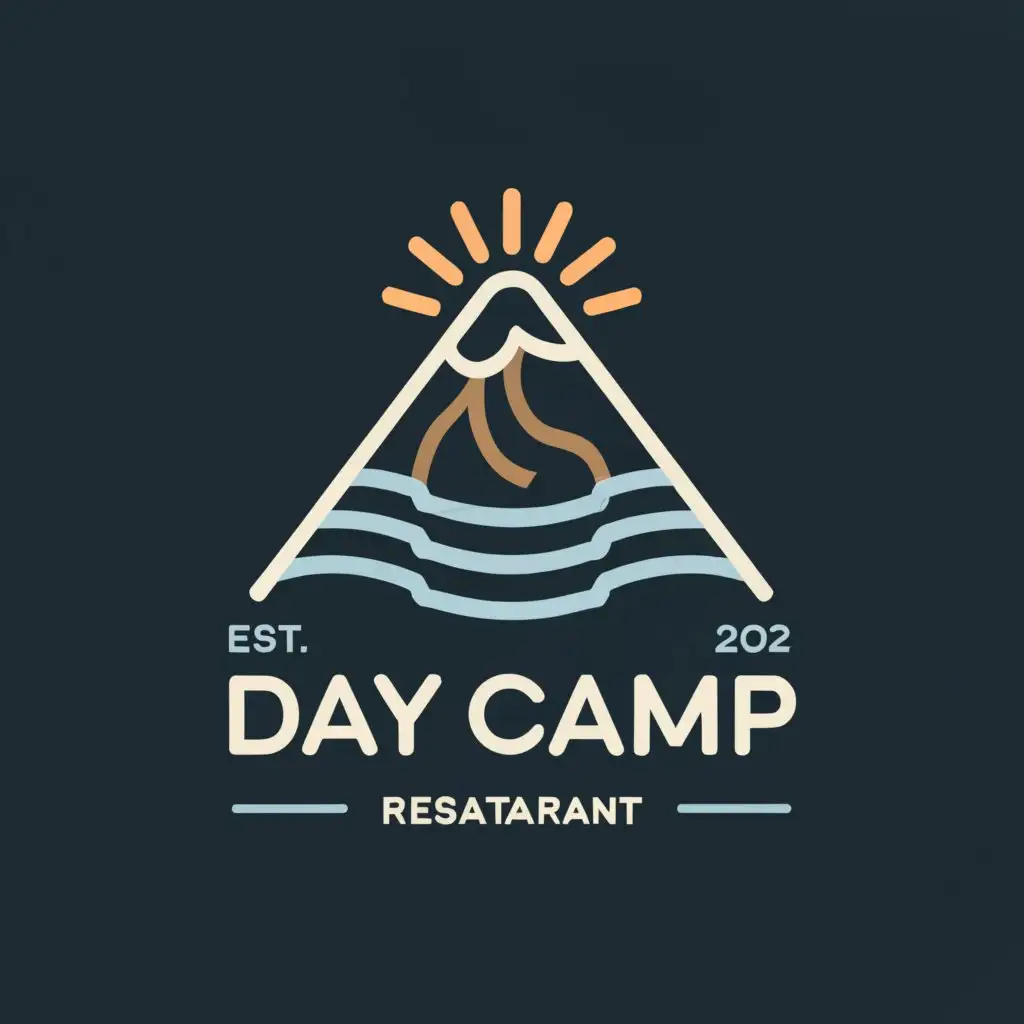 a logo design,with the text "DAY CAMP", main symbol:Mt. Fuji,Moderate,be used in Restaurant industry,clear background