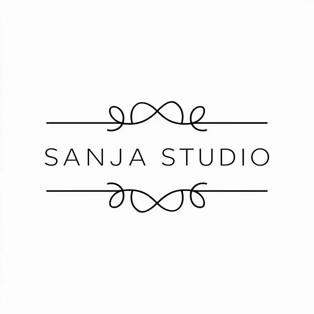 a logo design,with the text "SanJa Studio", main symbol:Shapes and TitlenA title similar to vines,Minimalistic,clear background