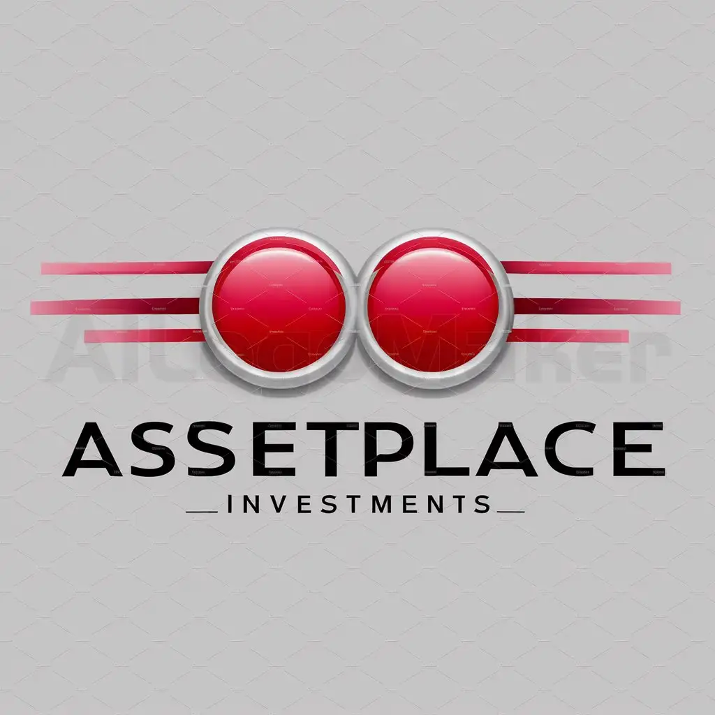 a logo design,with the text "AssetPlace", main symbol:2 Round circles in red engraved and Words in capital,complex,be used in investments industry,clear background