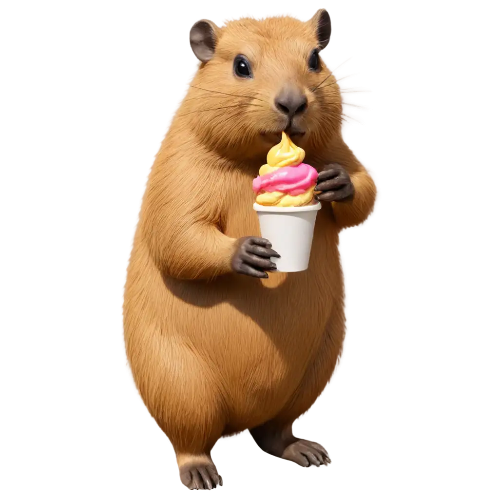 figura de uma capivara comendo sorvete