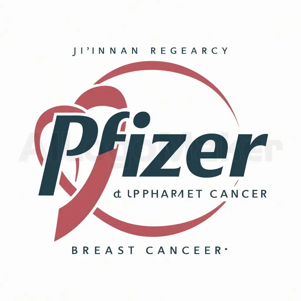 Logo design with the text ‘Pfizer’, main logo: breast cancer, moderate, for the breast cancer pharmaceutical industry in the Ji'nan region, with a clear background
