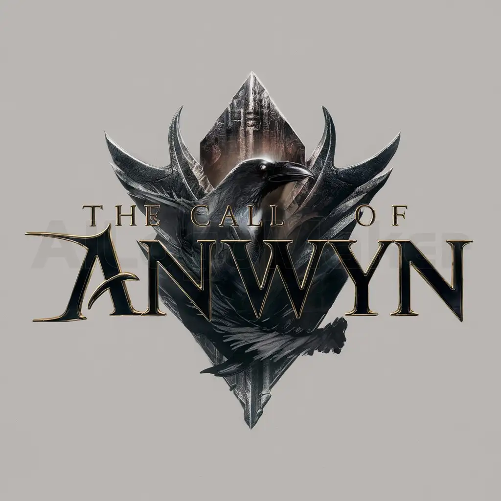 LOGO-Design-For-The-Call-of-Anwyn-Majestic-Black-Crow-Silhouette-in-Cinematic-3D-Fantasy-Style