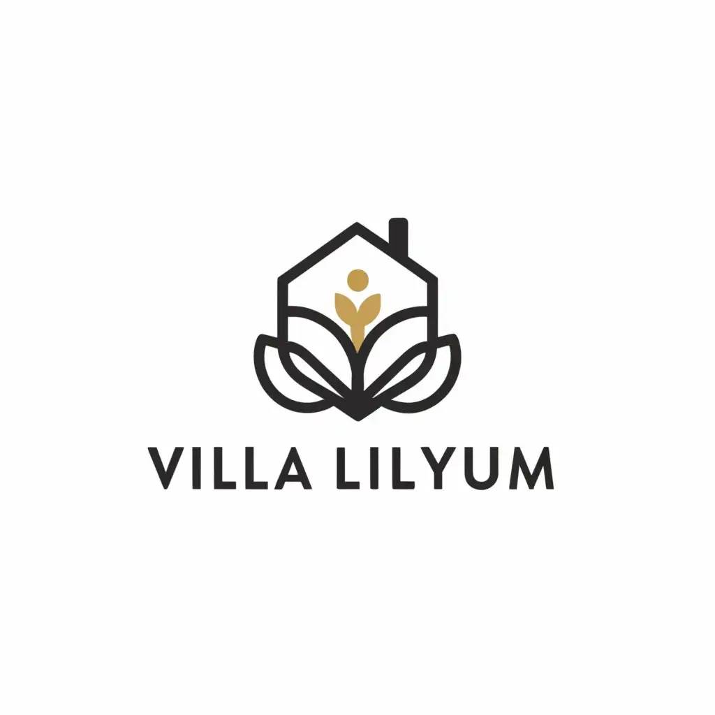 LOGO-Design-For-Villa-Lilyum-Minimalistic-House-Lily-Flower-Emblem-for-Construction-Industry