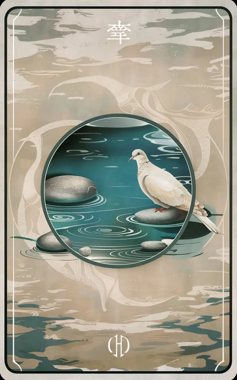 Zen Imagery Oracle Card Design with Tranquil Nature Scene