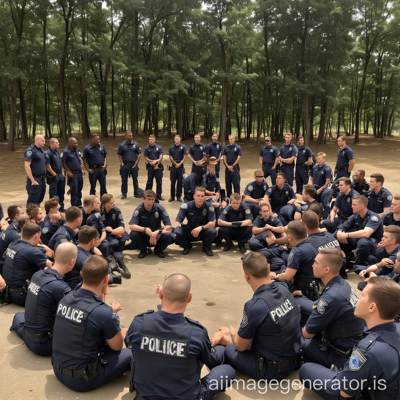 Police officer briefing the squad members before deployment.