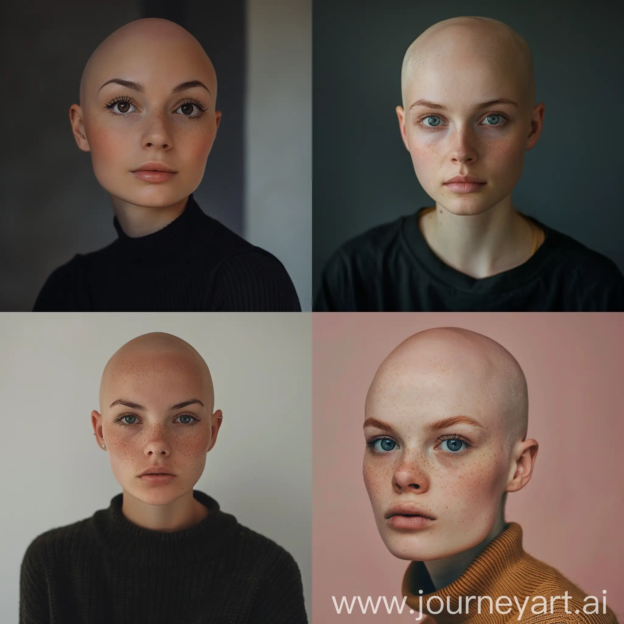 Full face photo of bald girl