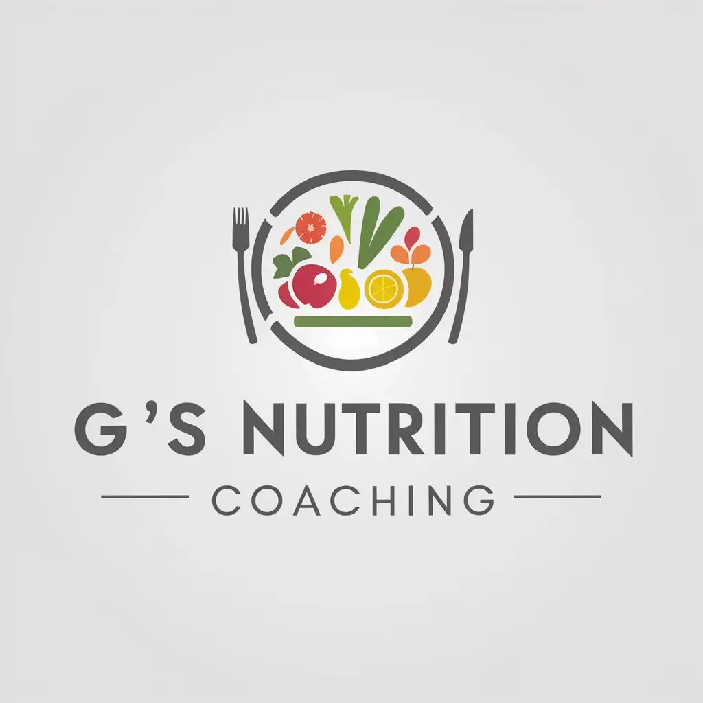 a logo design,with the text "G's Nutrition Coaching", main symbol:healthy food,Moderate,clear background