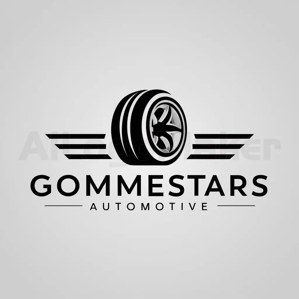a logo design,with the text "GommeStars", main symbol:a F1 tire,Moderate,be used in Automotive industry,clear background