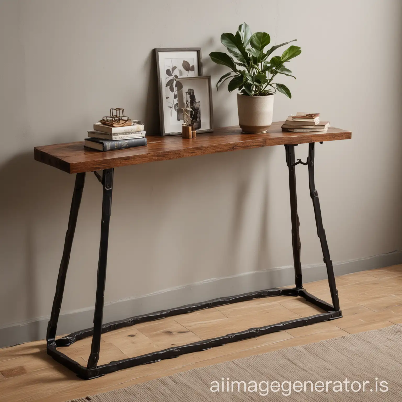 Design  an industrial aesthetic Console table inspired from coffee bean