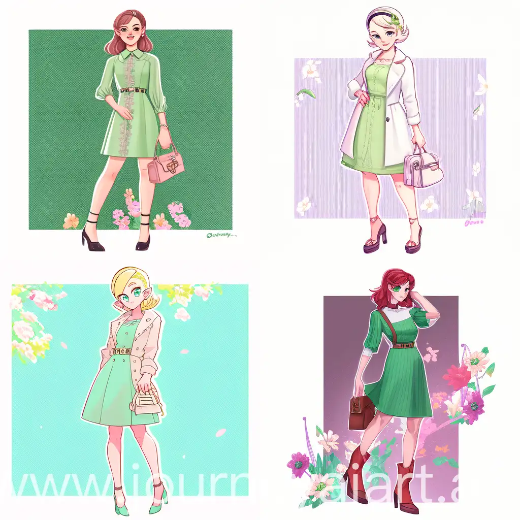 a light coat of paint, a little eye shadow to highlight her green eyes, rouge, better-drawn eyebrows, well-defined eyelashes and a little lipstick.
A short dress with flowers that modeled my feminine shapes
open-toed shoes, belt and bag in the same color 

