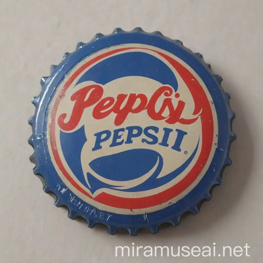Colorful Pepsi Bottle Cap on Reflective Surface