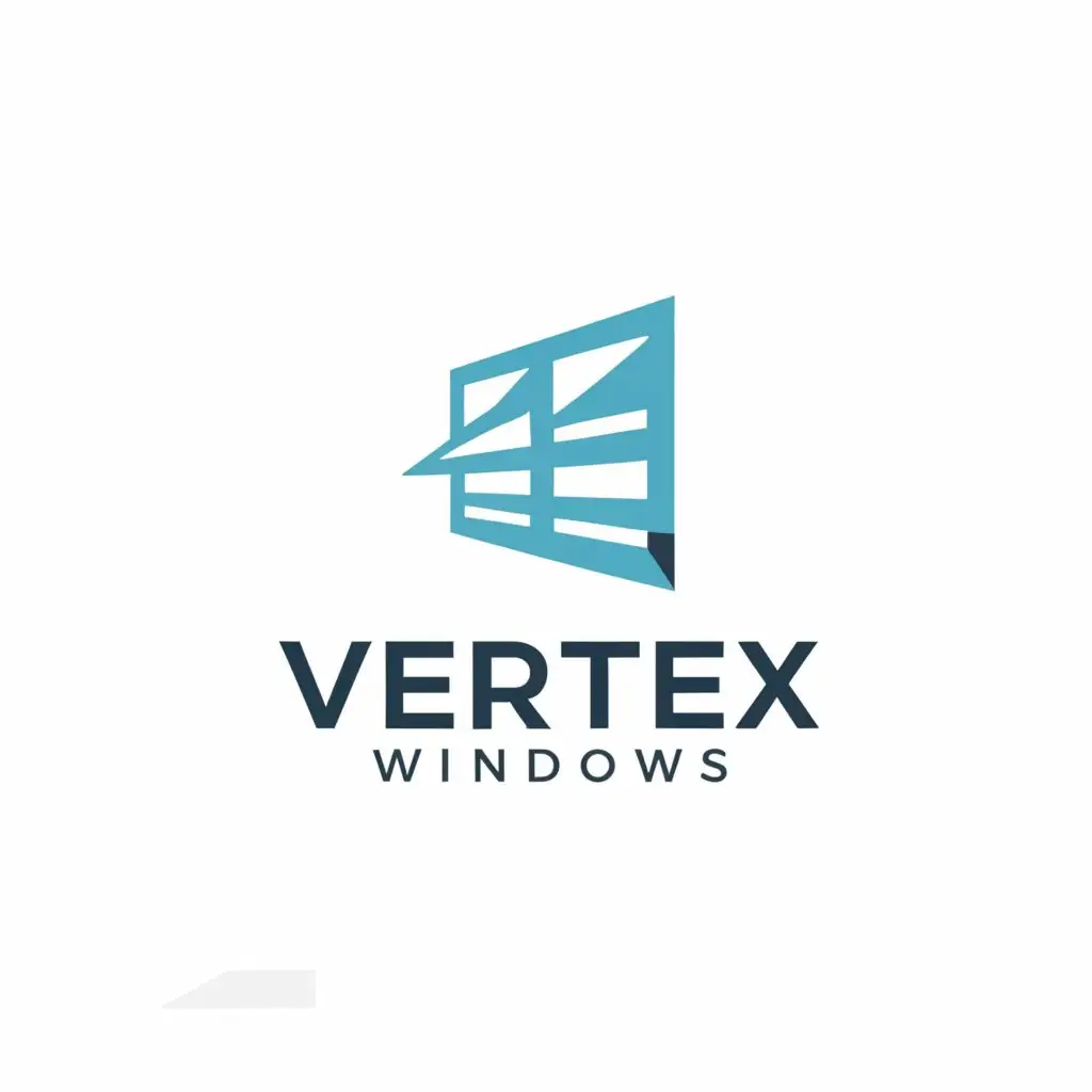 a logo design,with the text "Vertex Windows", main symbol:logo for A Window Manufacture and Installation Company prefer color blue,Moderate,clear background