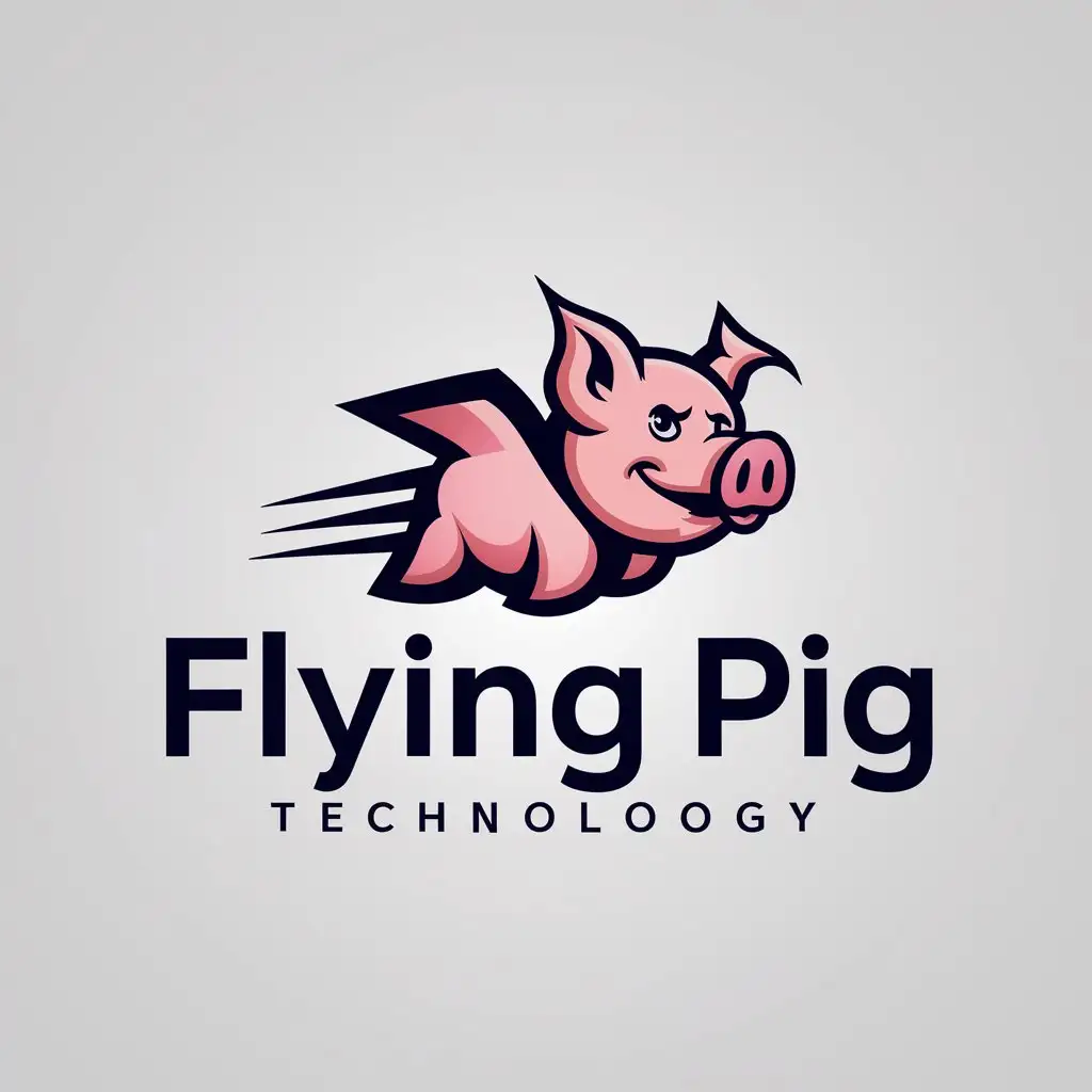 a logo design,with the text " flying pig", main symbol:pig,Moderate,be used in Technology industry,clear background
