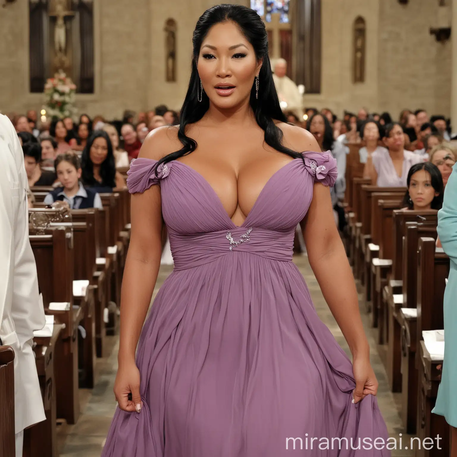 Kimora Lee Simmons Bridesmaid Dress Church Cleavage Portrait