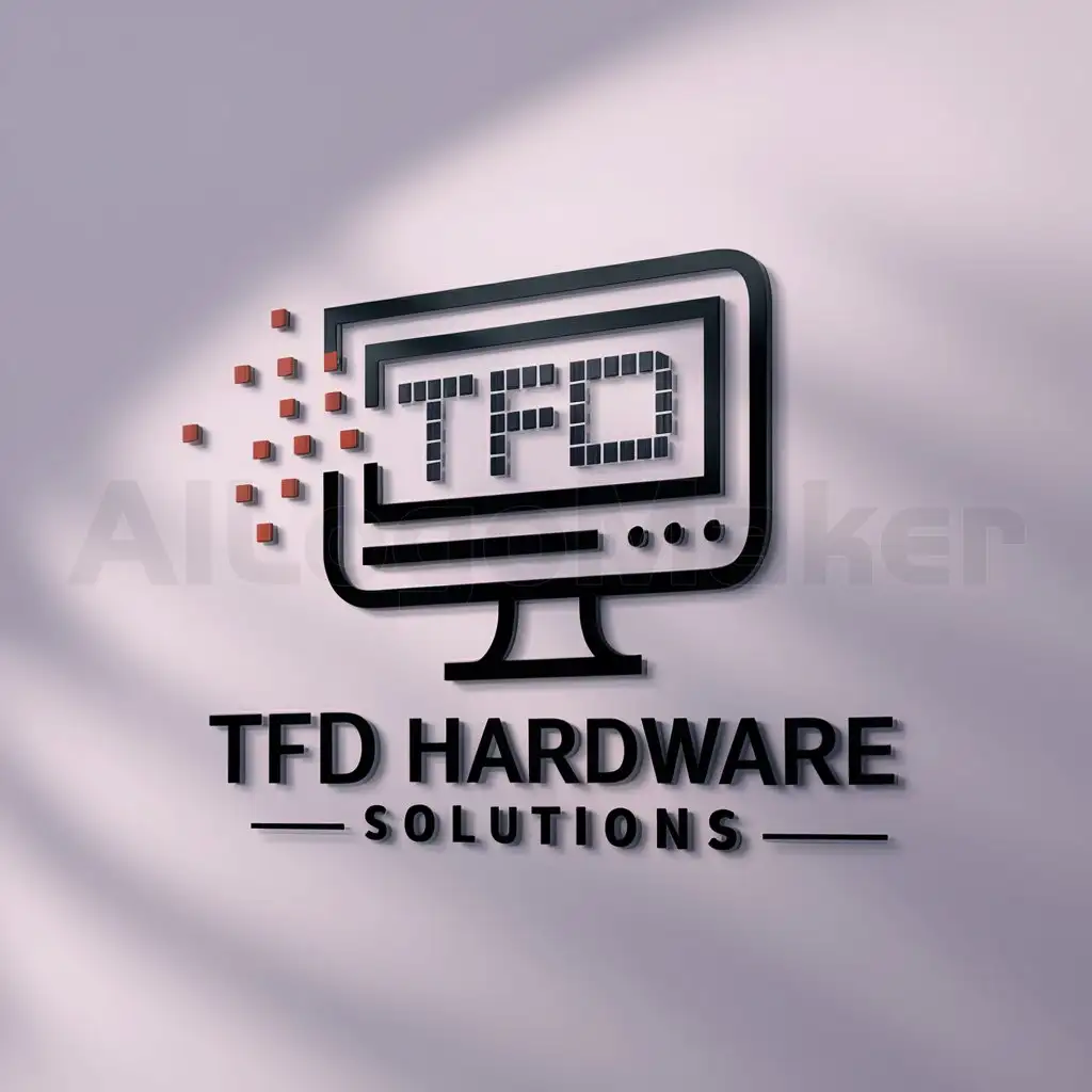 a logo design,with the text "TFD HADWARE SOLUTIONS", main symbol:COMPUTADOR,Moderate,clear background