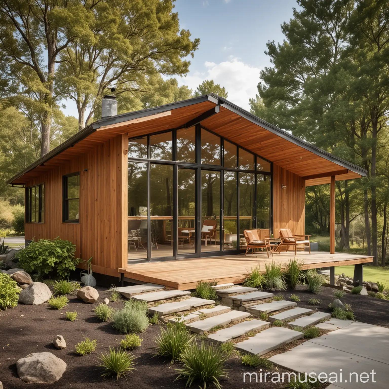 Quaint MidCentury Modern Stilt House in Rural Neighborhood