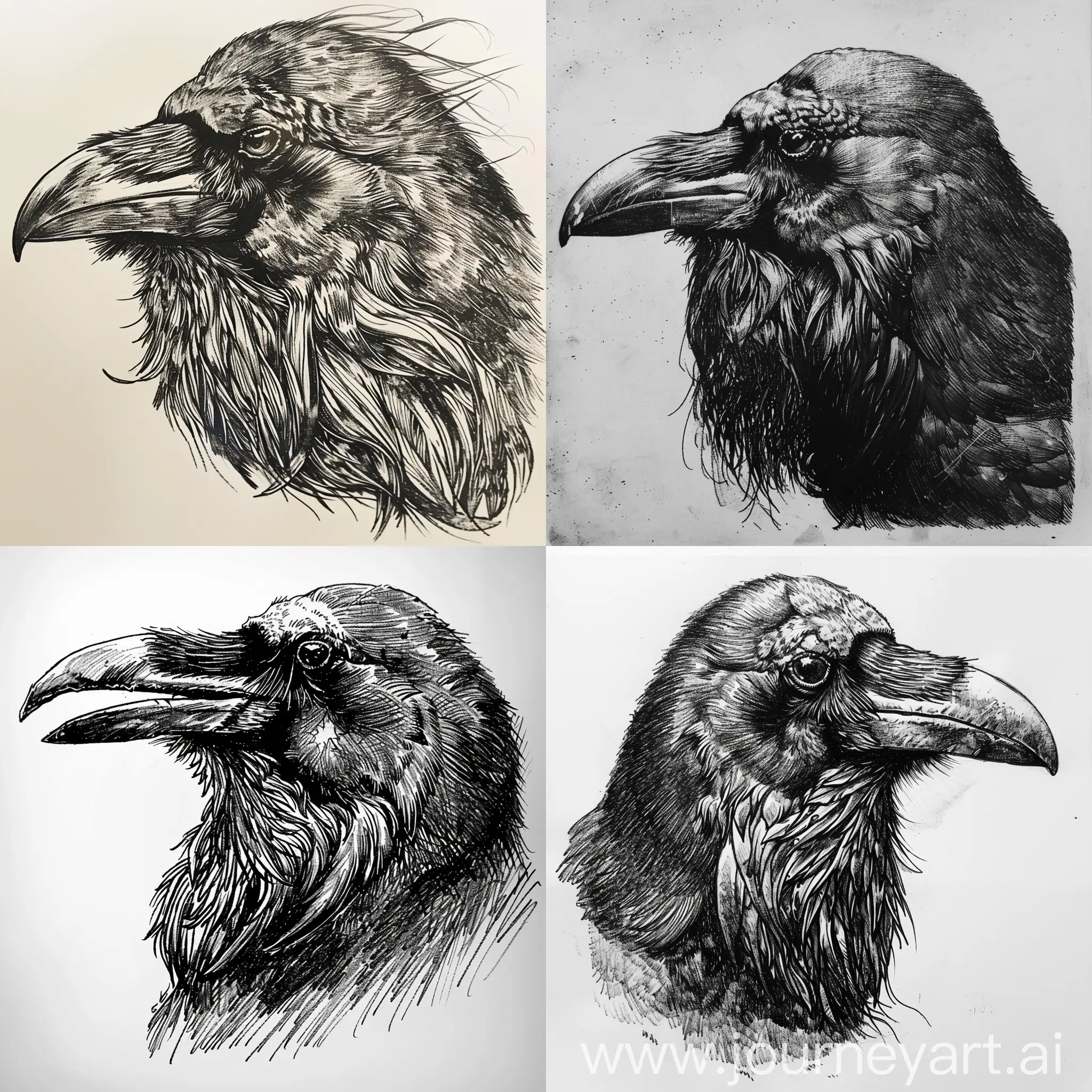 Detailed-Drawing-of-a-Fierce-Raven-with-Distinctive-Beard