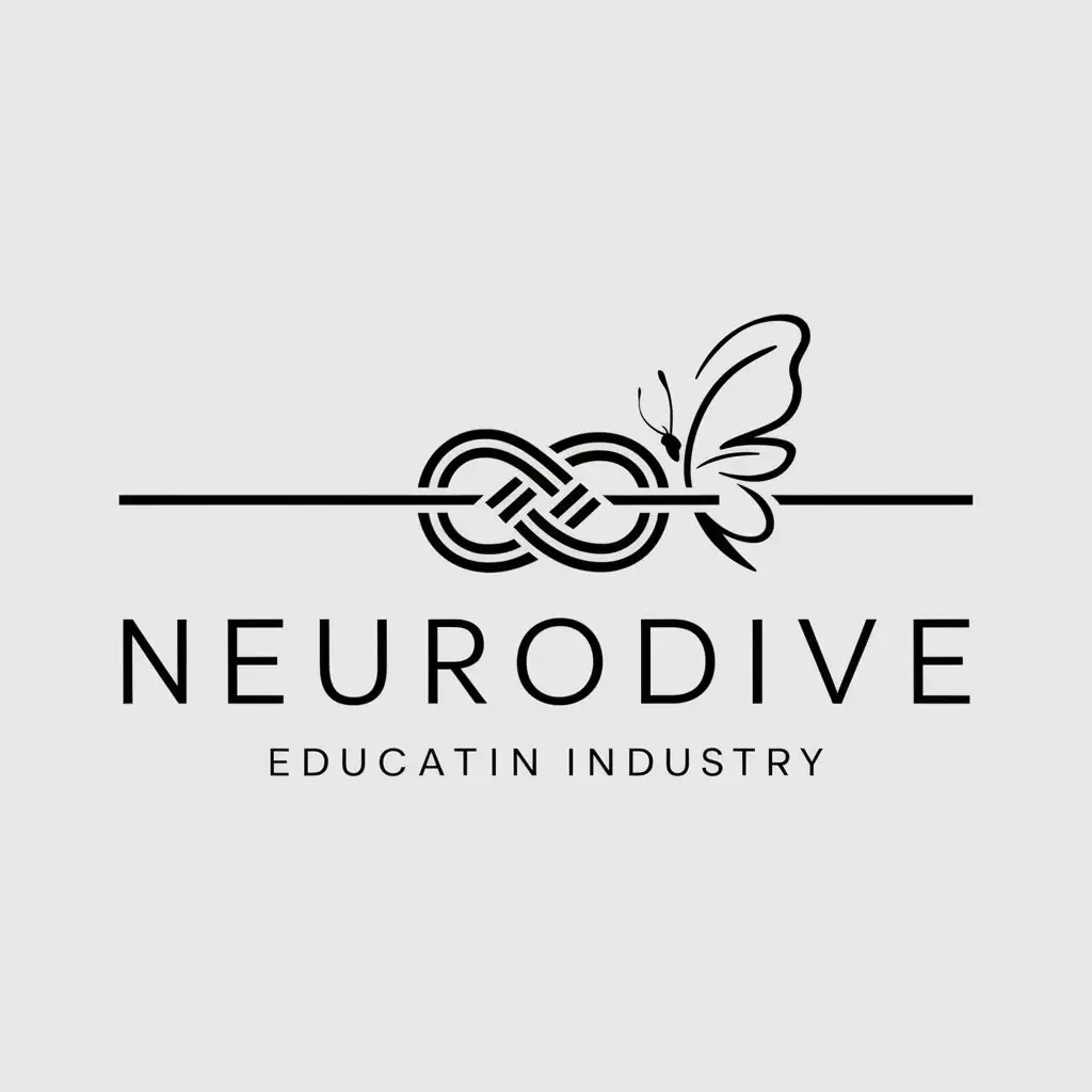 a logo design,with the text "Neurodive", main symbol:eternity, butterfly,Moderate,be used in Education industry,clear background