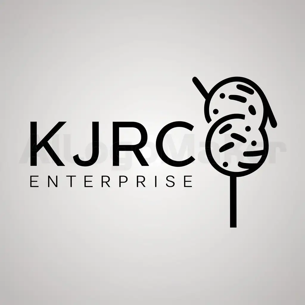 a logo design,with the text "KJRC ENTERPRISE", main symbol:SWEET RICE BALL IN A STICK,complex,be used in Restaurant industry,clear background