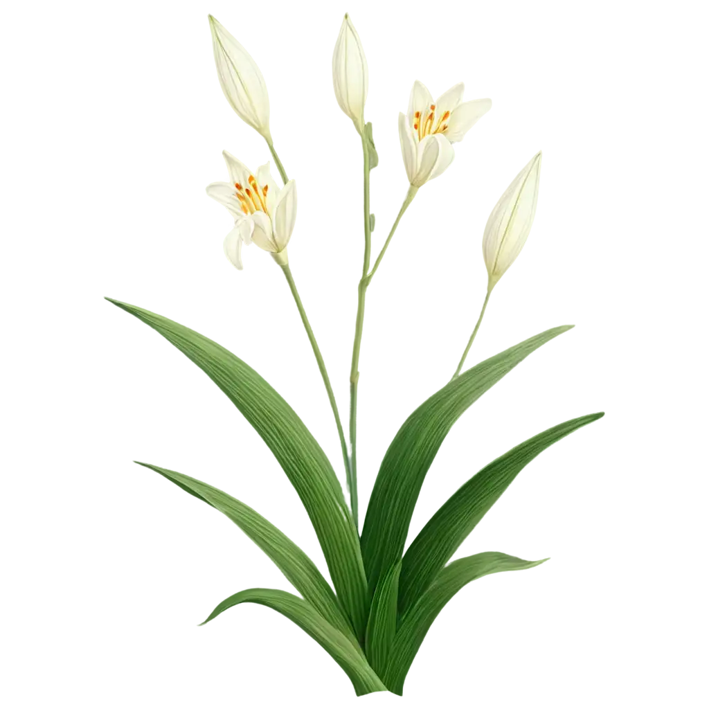 bunga lily vector dengan warna putih banyak bertangkai hijau