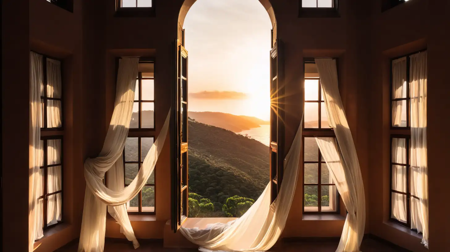 Spacious Room Bathed in Romantic Sunset Glow