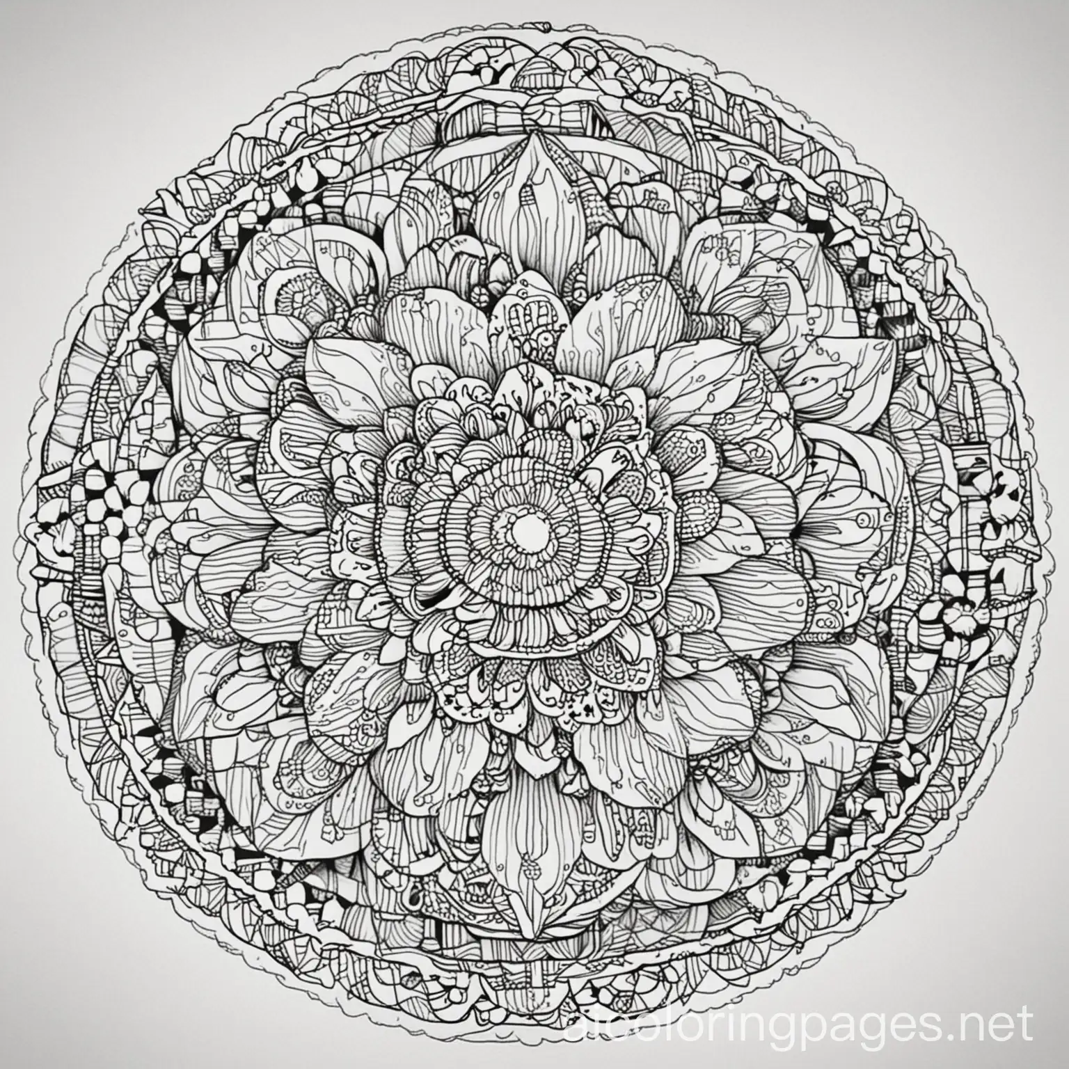 Adult Coloring Mandalas Flowers, Coloring Page, black and white, line art, white background, Simplicity, Ample White Space. The background of the coloring page is plain white to make it easy for young children to color within the lines. The outlines of all the subjects are easy to distinguish, making it simple for kids to color without too much difficulty