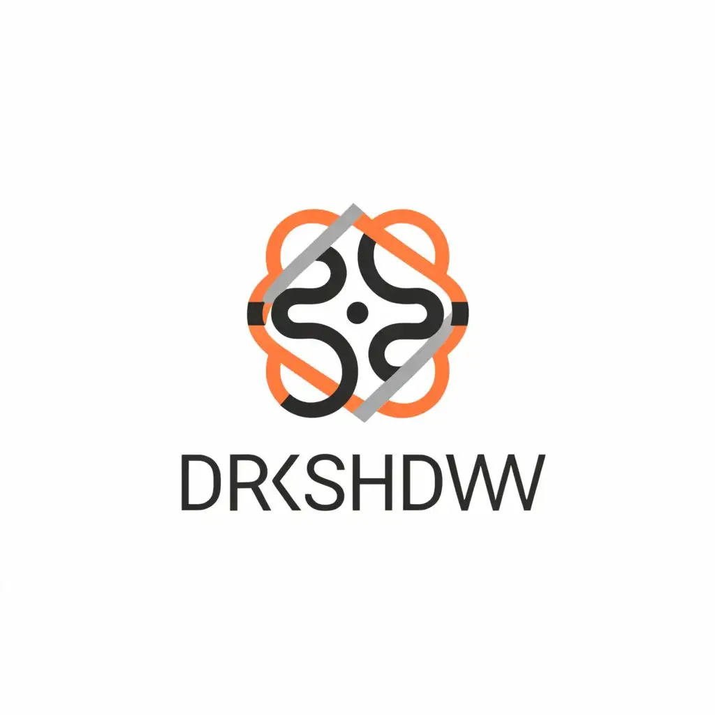 a logo design,with the text "drkshdww", main symbol:The logo can consist of a stylized geometric figure, such as a circle or square, whose lines and angles symbolize the complexity and scale of projects. You can place the smallest details or project layouts inside the figure to show attention to detail. Additionally, you can add arrows or lines going out from the center of the figure in all directions, which will symbolize the expansion and diversity of your portfolio.

The color palette can be gray, blue or black, to emphasize the professional and dynamic nature of your work.

,Moderate,be used in Restaurant industry,clear background