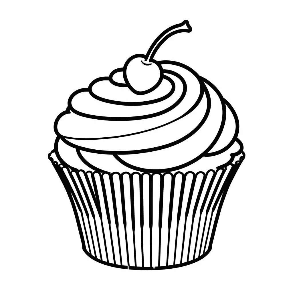Kawaii-Cupcake-Coloring-Page-with-Swirled-Frosting-and-Cherry