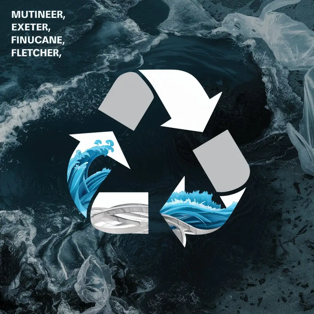 a logo design,with the text "Mutineer, Exeter, Finucane, Fletcher", main symbol:Recycling, Ocean, Subsea Steel, Seabed, Plastic,complex,clear background