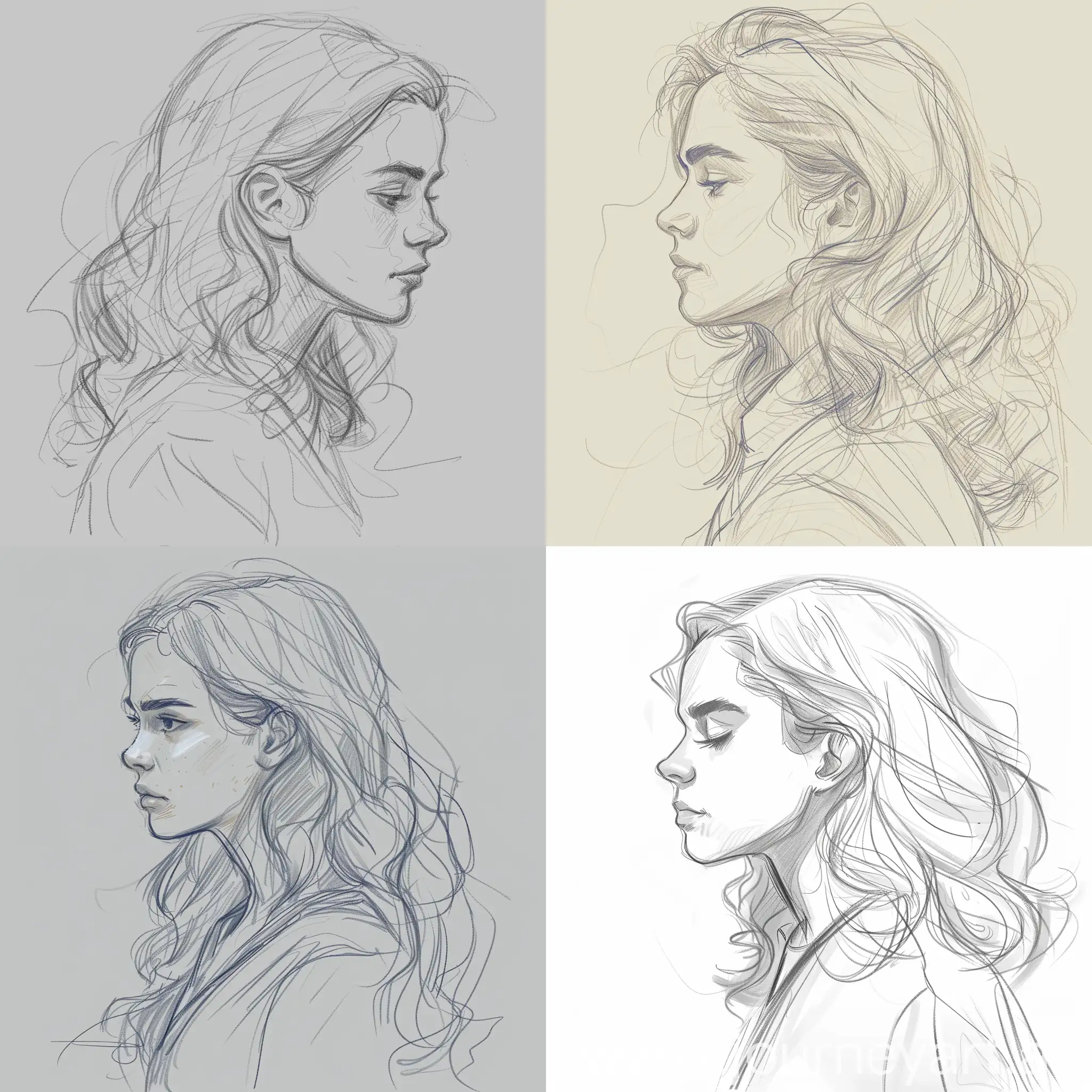 Profile-Portrait-of-Hermione-Granger-in-2D-Sketch-Style