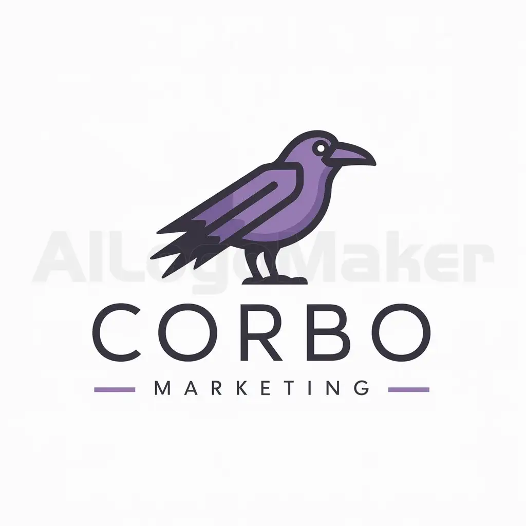 a logo design,with the text "Corbo Marketing", main symbol:a crow with a purple color,Moderate,be used in Internet industry,clear background