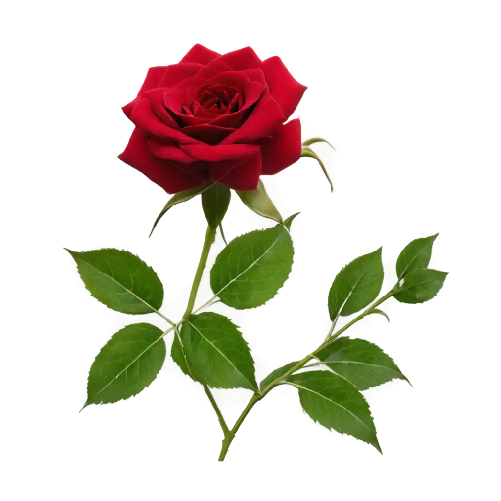 Blooming red roses with green leaves and thorns