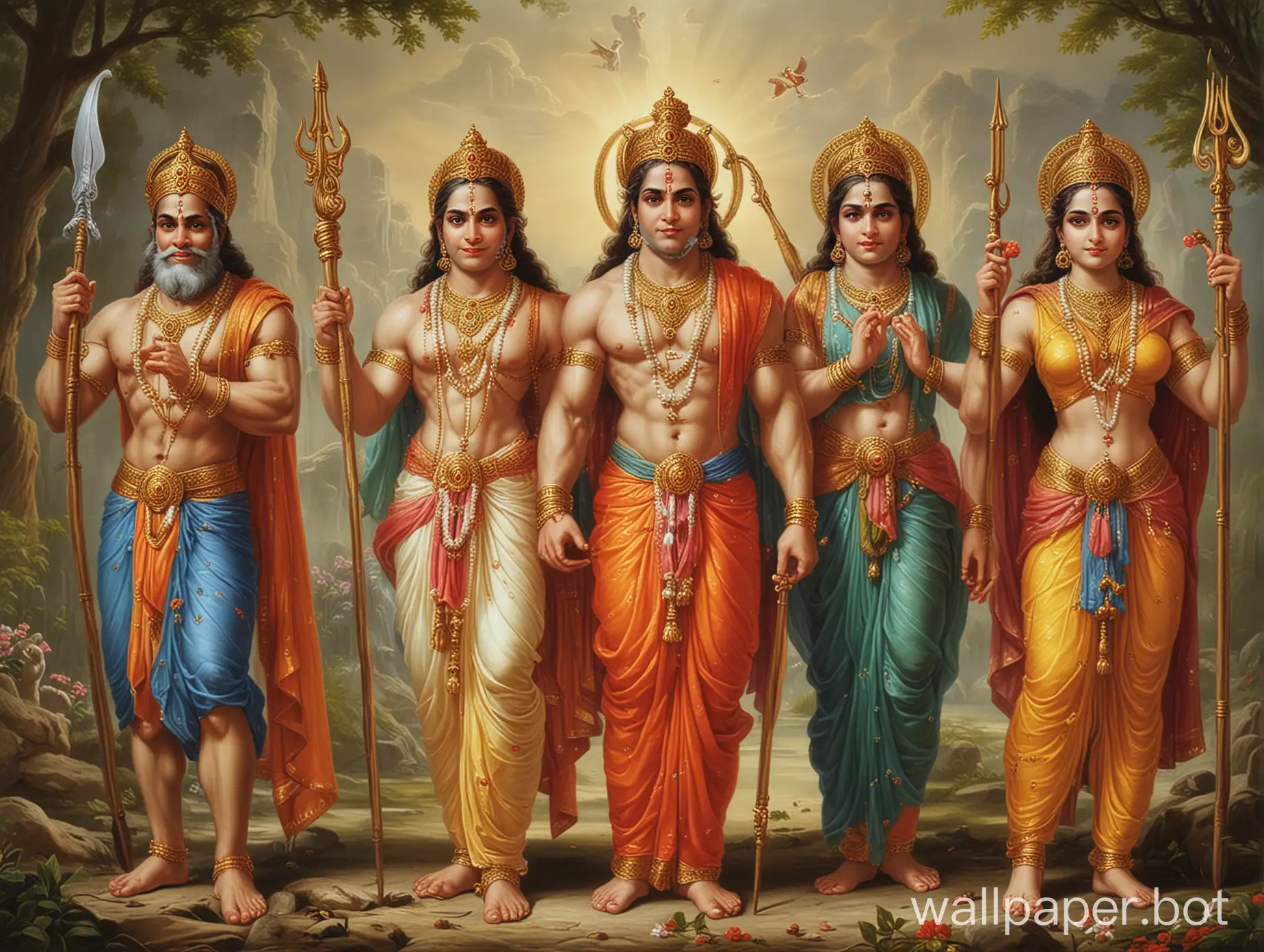 Shree-Ram-Mata-Sita-Laksman-Hanuman-Divine-Family-Gathering-in-Sacred-Forest
