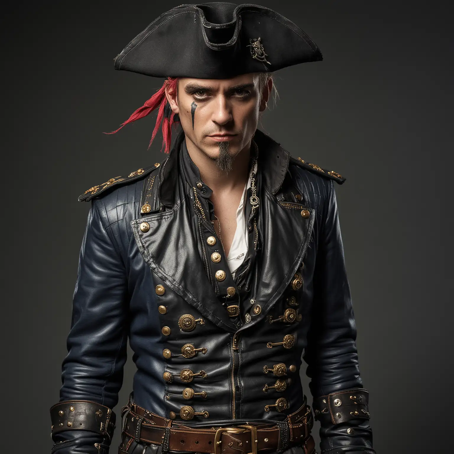 Punk Pirate in Naval Officer Leathers Rebellious Seafaring Fusion