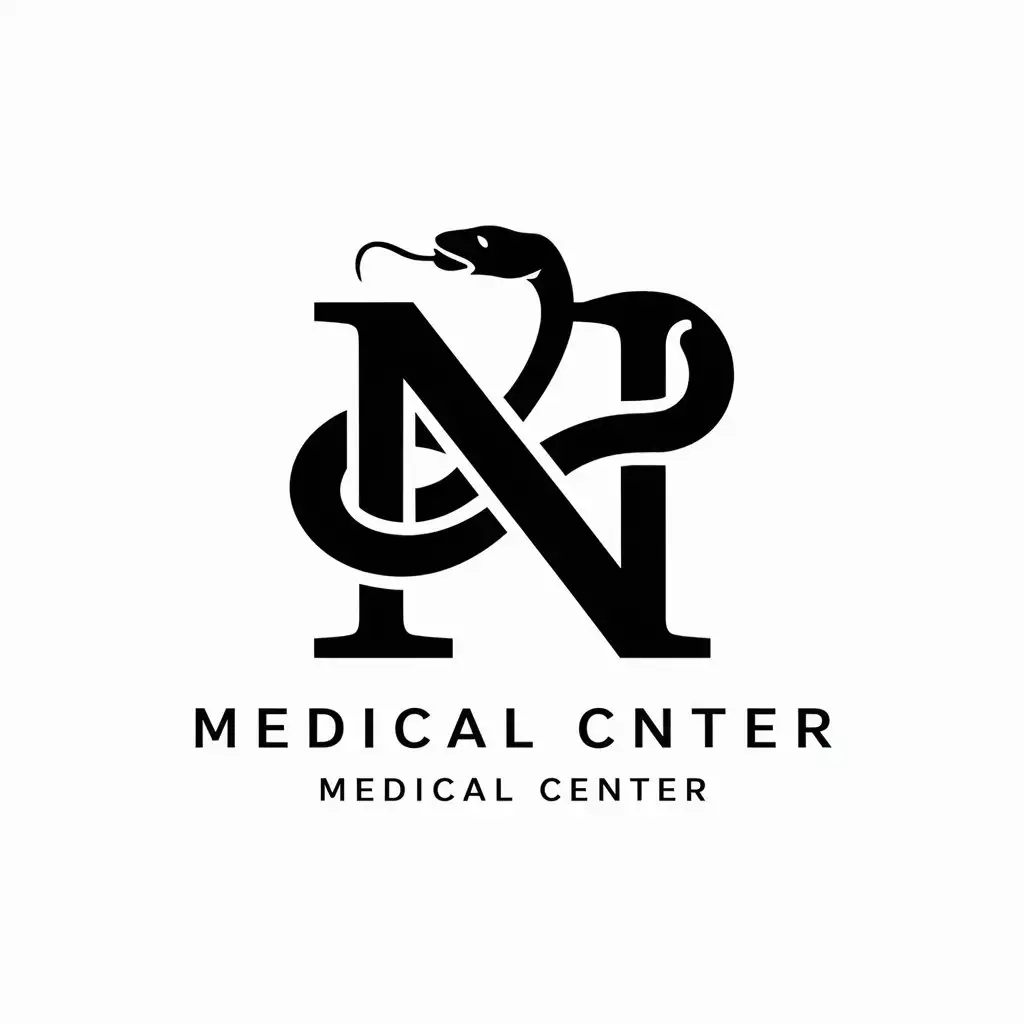 Medical Center Logo Serpentine Letter N Design