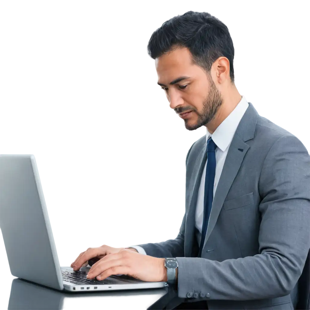 A man typing in computer