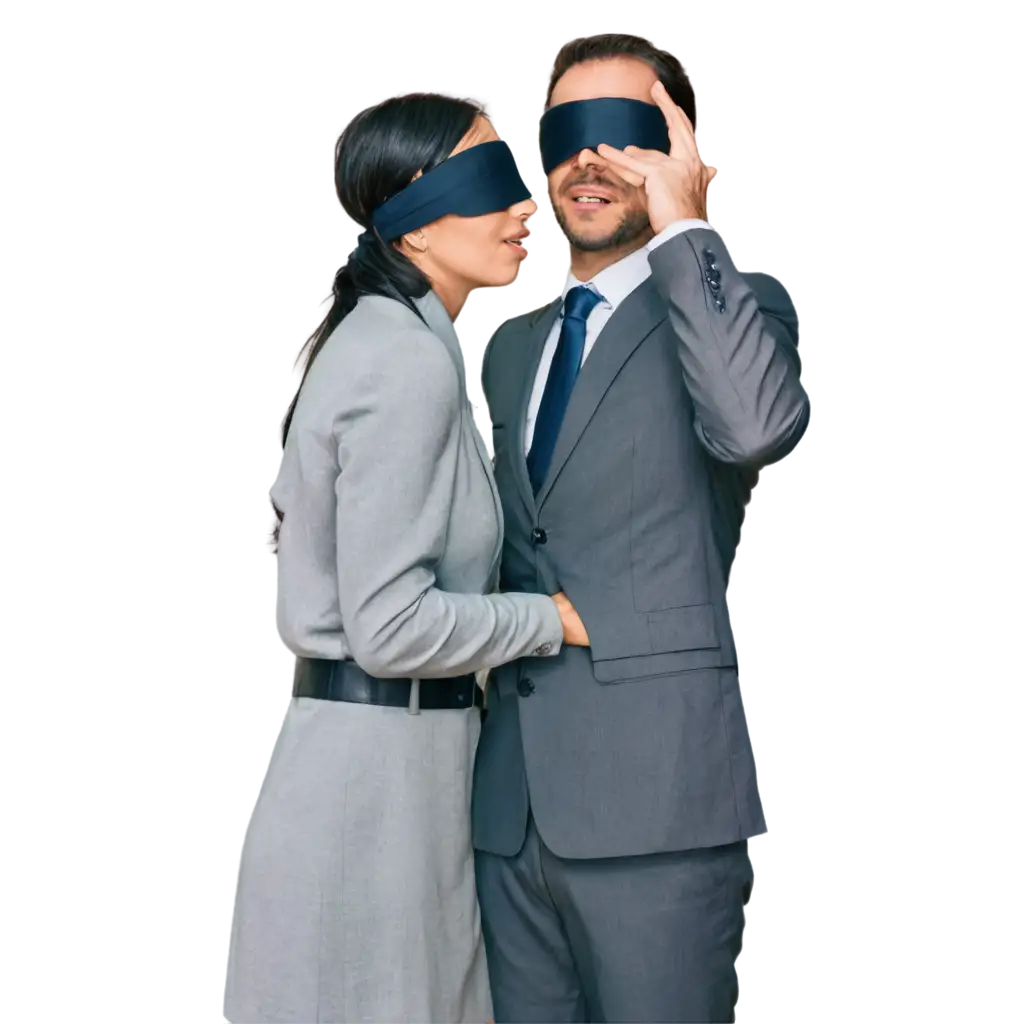 blindfolded man and woman