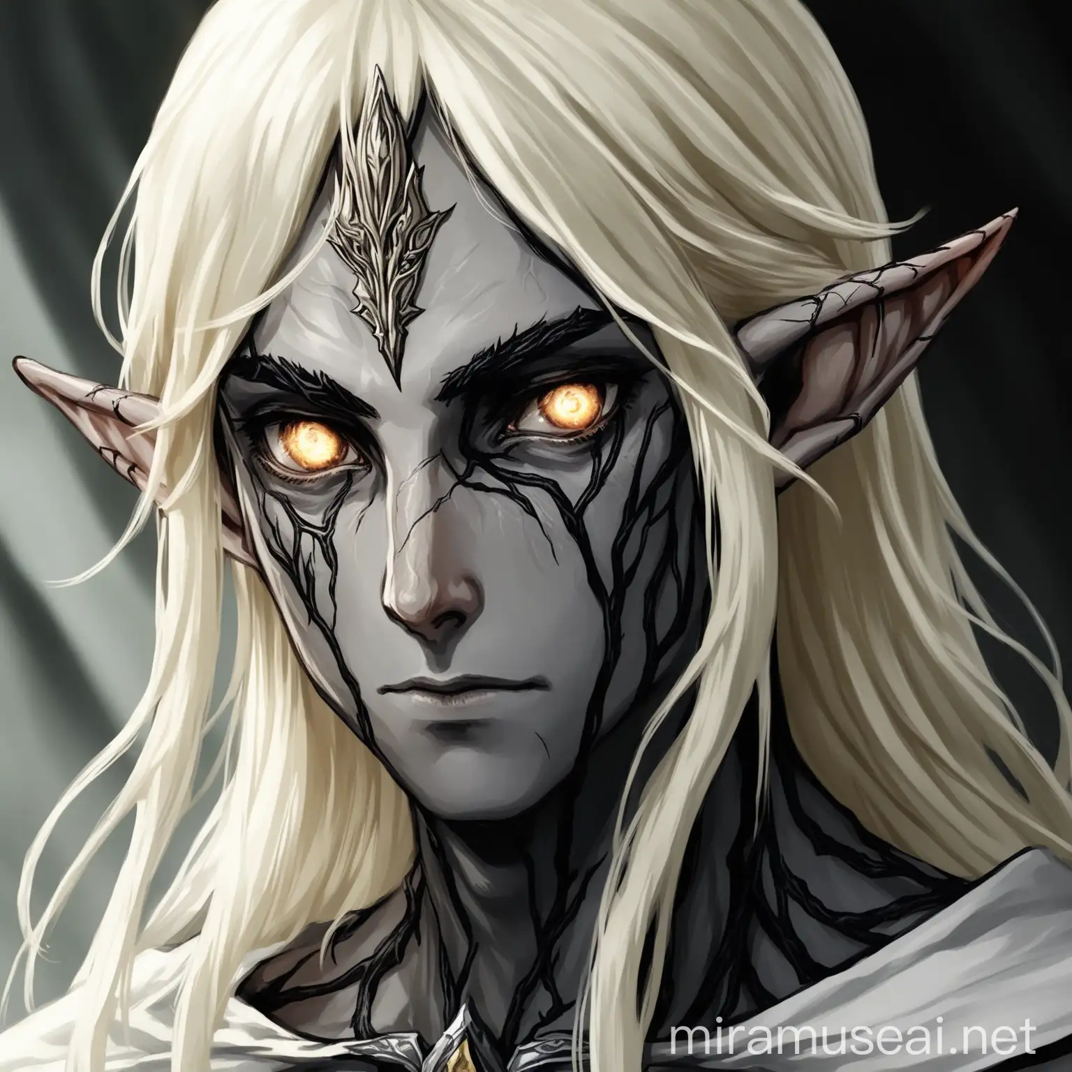 Mysterious Elf with Bleach Blond Hair and Veiny Features