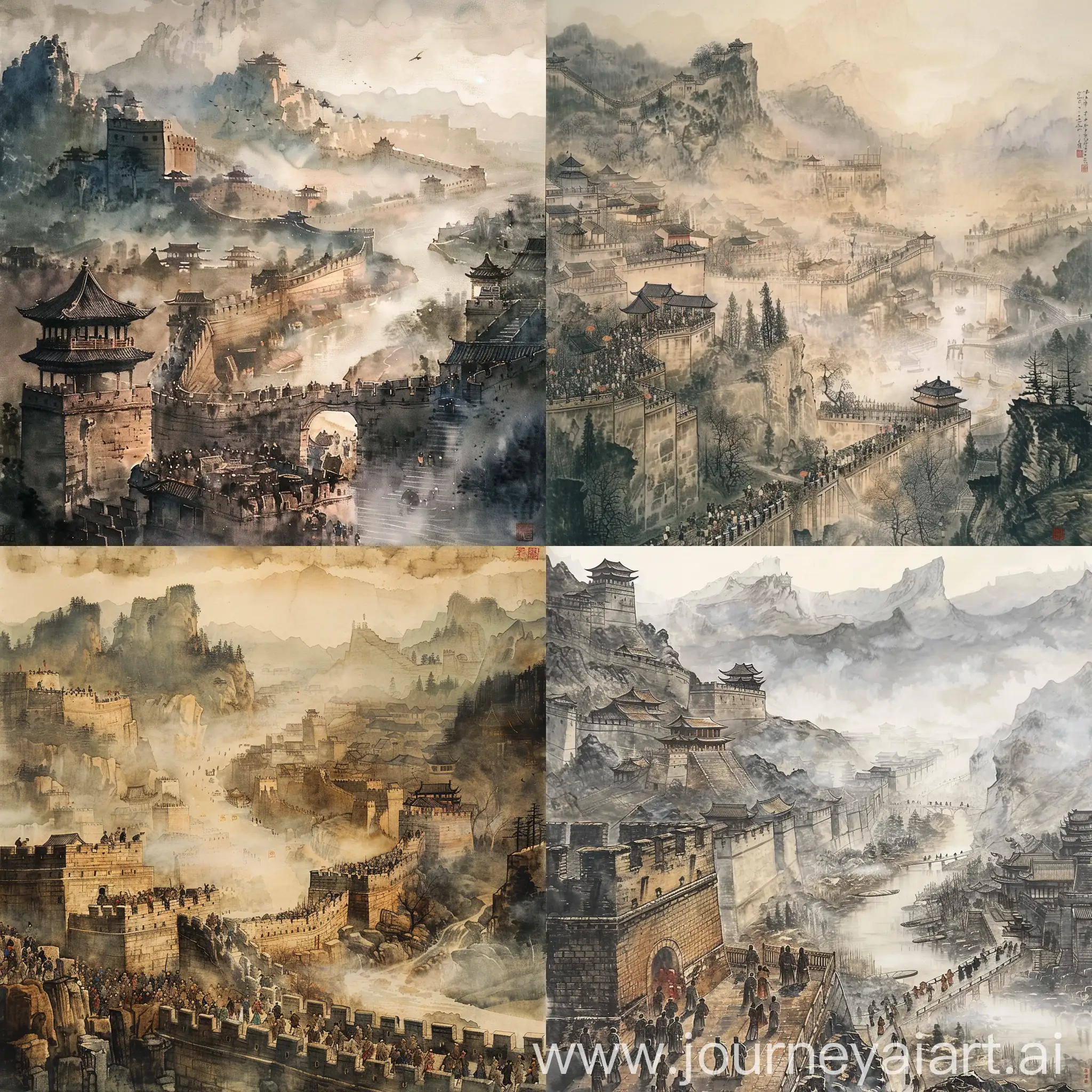 Ancient-City-Walls-Crowded-Feudal-Architecture-in-Misty-Chinese-Landscape
